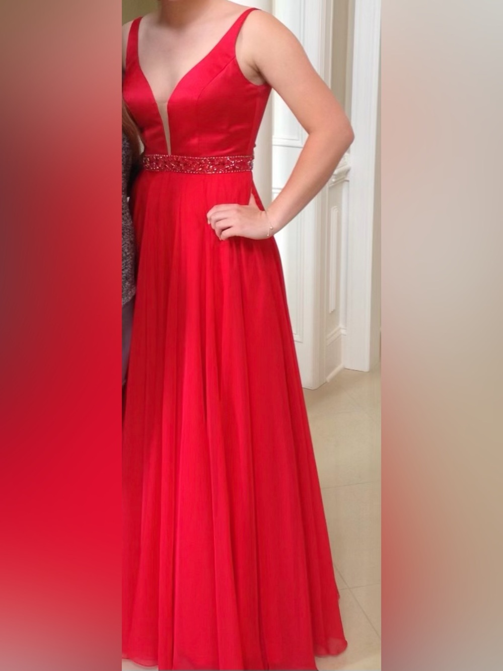 Floor Length Red Sherri Hill Prom Dress